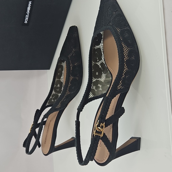 NWT! Dolce & Gabbana Pizzo Leo Lace 65MM Slingback Pumps Size 9 - Picture 8 of 16